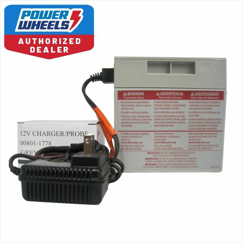 12V Gray Replacement Battery and Charger for Power Wheels Ride-On Toys Magic Cars 0