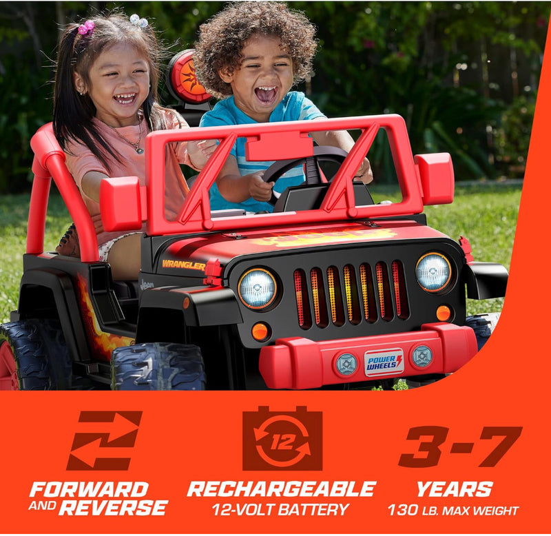12V Power Wheels Tough Talking Jeep Ride-On Vehicle Black and Red Magic Cars 3