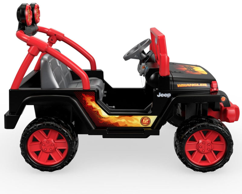 12V Power Wheels Tough Talking Jeep Ride-On Vehicle Black and Red Magic Cars 9