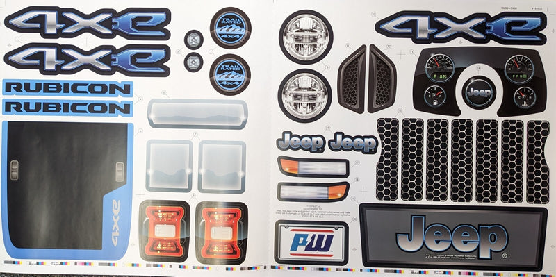 Power Wheels 3900-8481 Blue Jeep Wrangler Rubicon JL Decal Sticker Label Set Magic Cars Variant 0