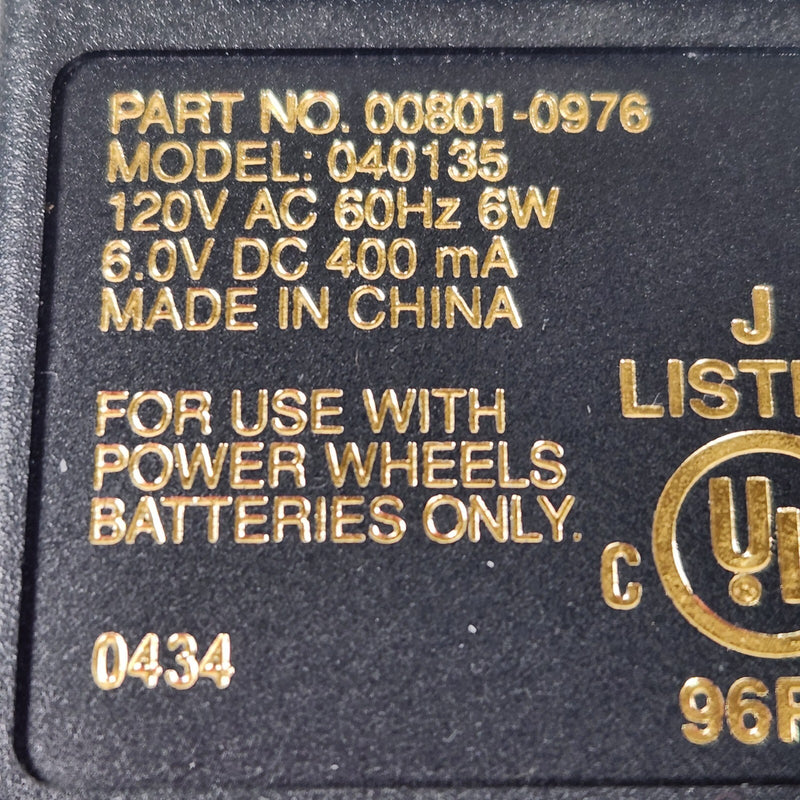 6-Volt Power Wheels Class 2 Battery and Charger Model 040135 Part 00801-0976 Magic Cars 3