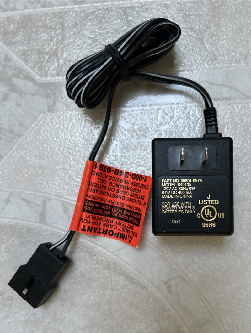 Power Wheels 6-Volt Battery Charger Part #00801-0976 Model #040135 Tested
