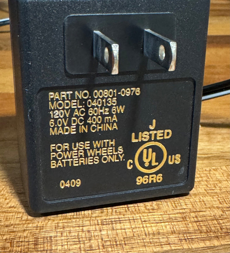 6 Volt Power Wheels Battery Charger Plug Part Model 040135