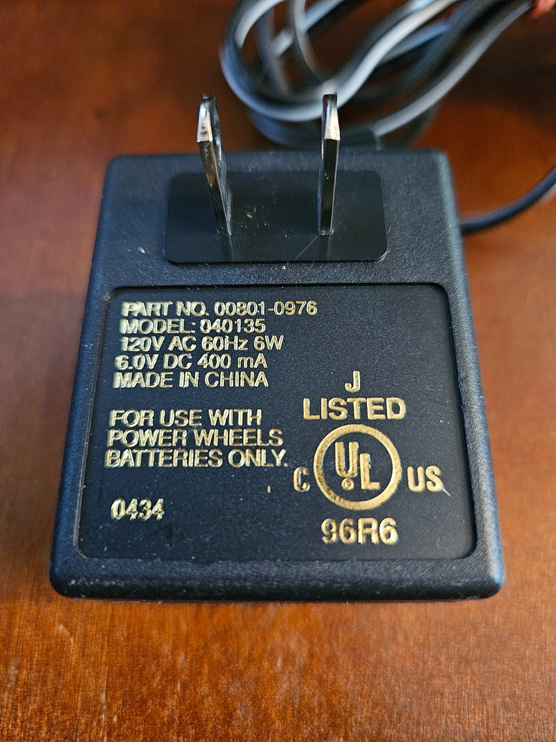 Power Wheels 6-Volt Class 2 Battery Charger Part# 00801-0976 Model# 040135
