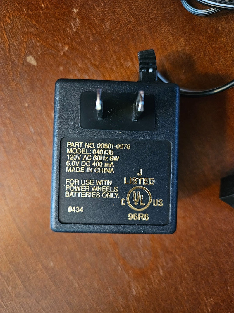 Power Wheels 6-Volt Class 2 Battery Charger Part# 00801-0976 Model# 040135