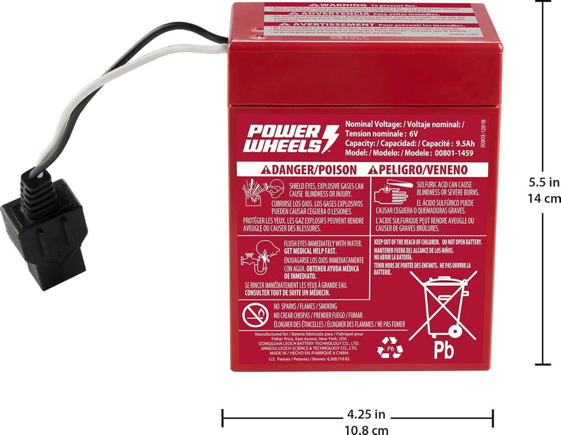 6-Volt Red Rechargeable Replacement Battery for Power Wheels Magic Cars 1