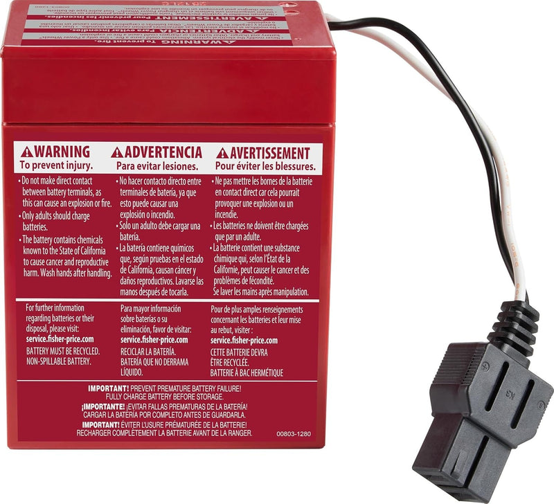 6-Volt Red Rechargeable Replacement Battery for Power Wheels Magic Cars 2