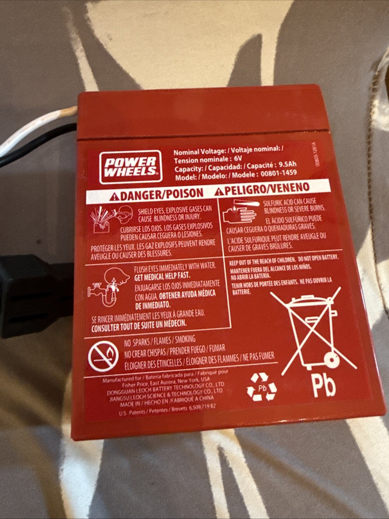 6 Volt Red Rechargeable Replacement Battery for Power Wheels Fisher-Price Toys Magic Cars 1
