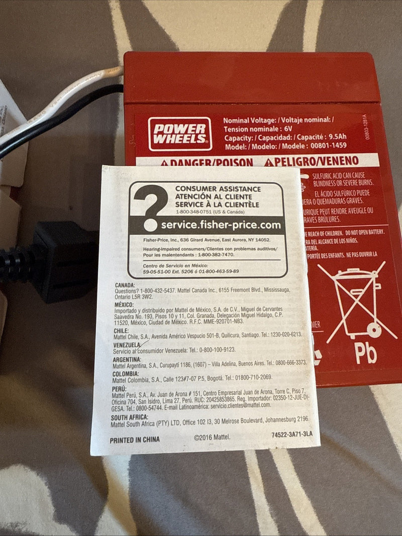 6 Volt Red Rechargeable Replacement Battery for Power Wheels Fisher-Price Toys Magic Cars 5