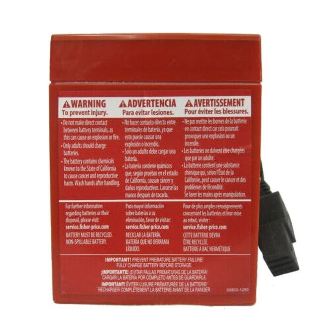 Genuine 6V Red Replacement Battery for Power Wheels Harley-Davidson Ride-On Magic Cars 2