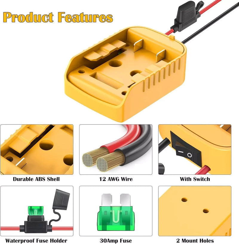 Power Wheels Adapter and Battery Kit Compatible with 20V Dewalt Batteries Magic Cars 2