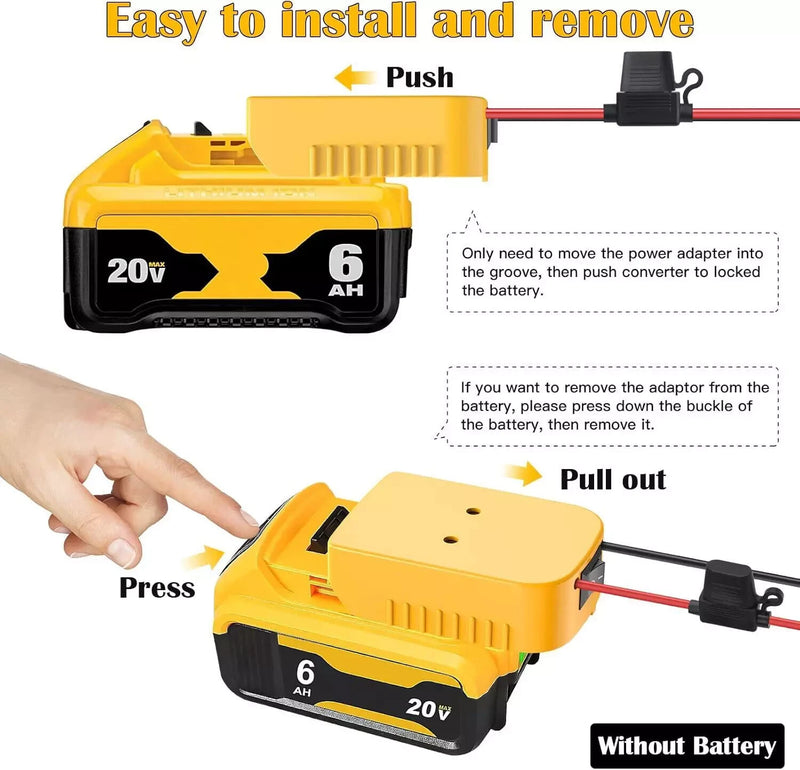 Power Wheels Adapter and Battery Kit Compatible with 20V Dewalt Batteries Magic Cars 4