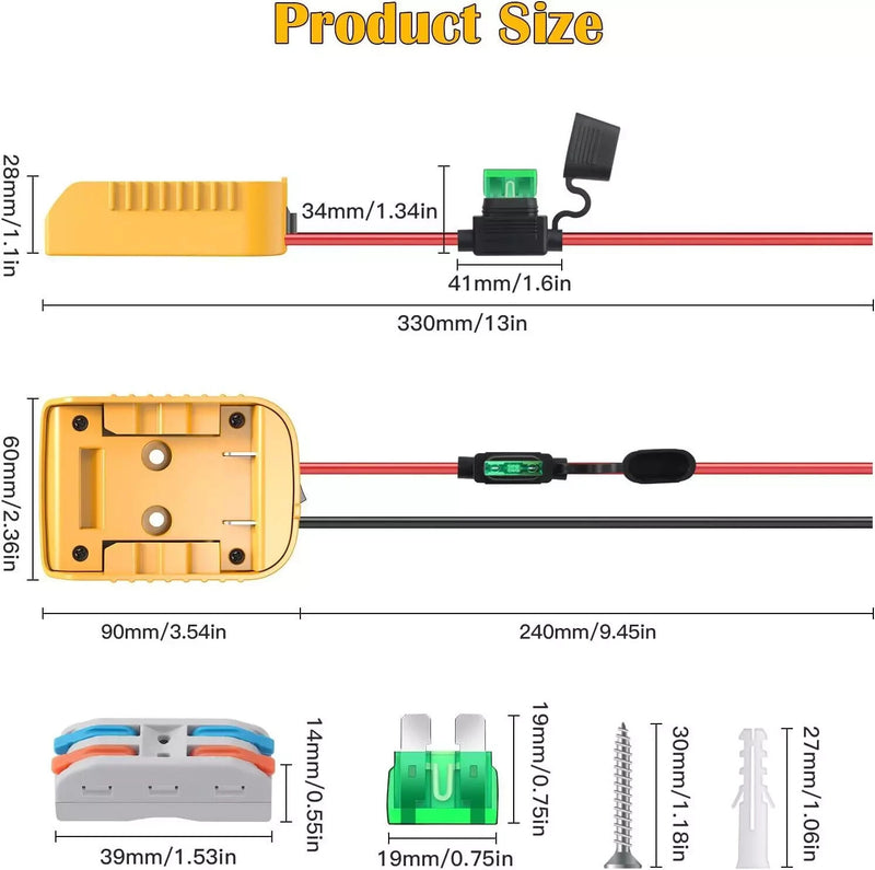 Power Wheels Adapter and Battery Kit Compatible with 20V Dewalt Batteries Magic Cars 6
