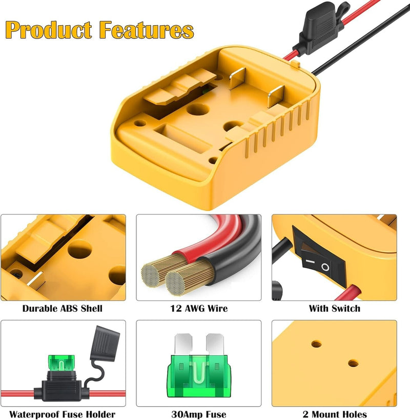 Power Wheels Adapter Kit for 20V Dewalt Battery Compatibility Magic Cars 2