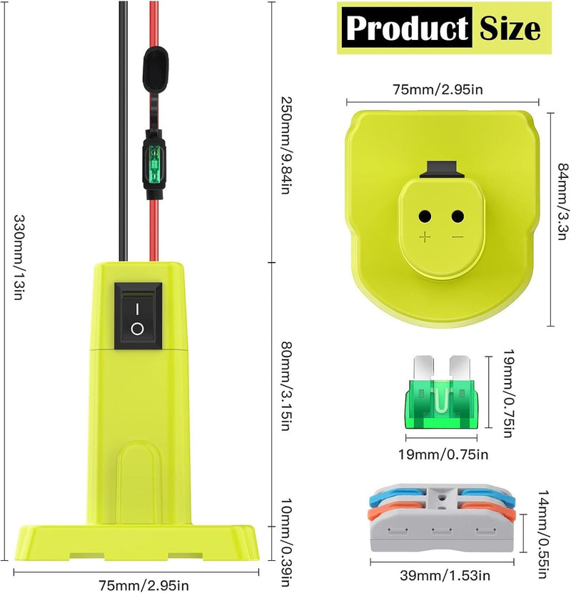 High-Power DIY Conversion Kit with Wheels and Adapter for 18V Ryobi Battery Magic Cars 8