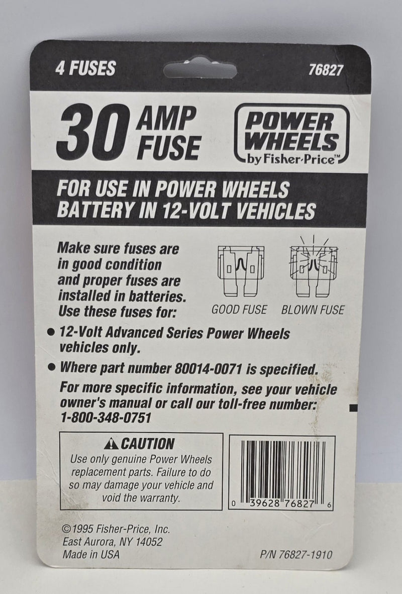 Power Wheels Fisher 30 Amp Fuse 76827-9993 12 Packs of 4 Fuses Magic Cars 5