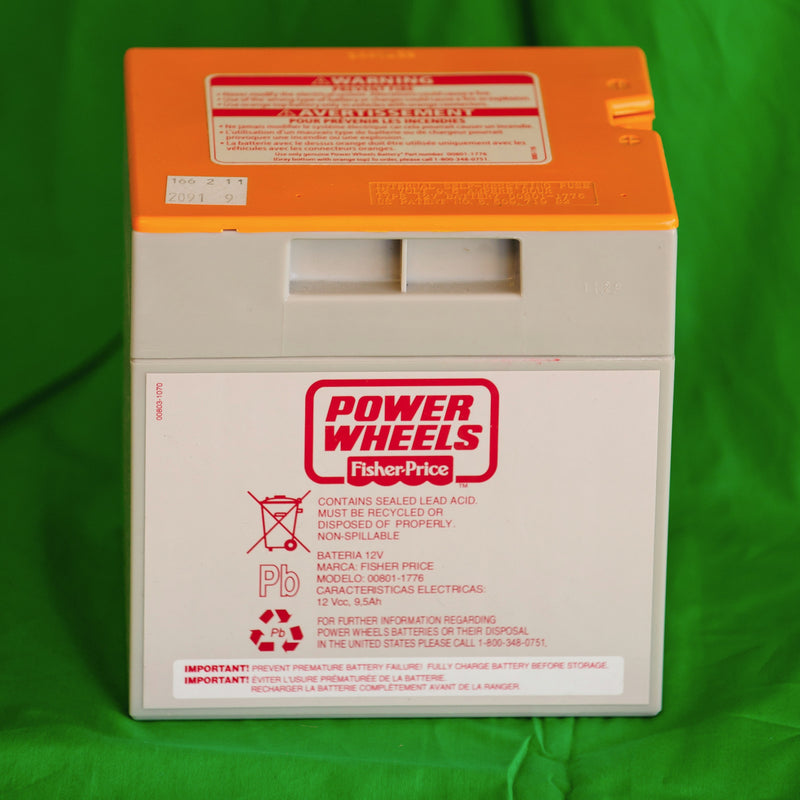 Power Wheels Gray and Orange 12 Volt Battery with Charger 00801-1776 Magic Cars 3