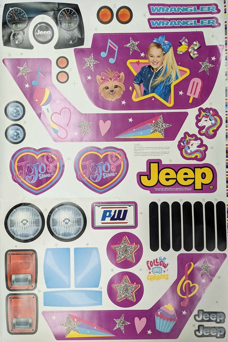 Weatherproof Vinyl Wheel Decal Stickers for Jeep Wrangler – JoJo Siwa Design Magic Cars Variant 0