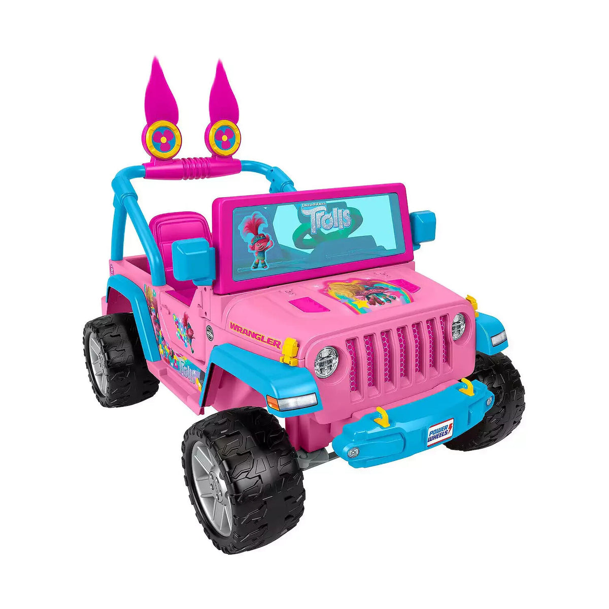 12V Battery-Powered Jeep Wrangler Ride-On with Trolls Band Theme for K