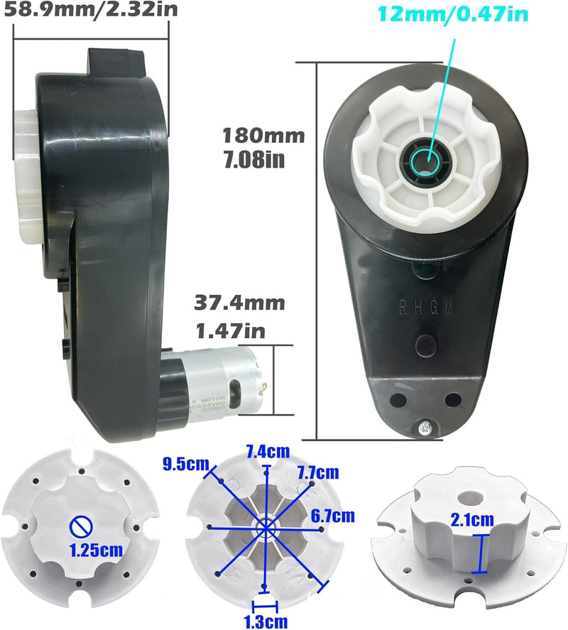 Power Wheels Upgrade Kit 2PCS 24V 35000 RPM Motor Gearbox with Accessories Magic Cars 5