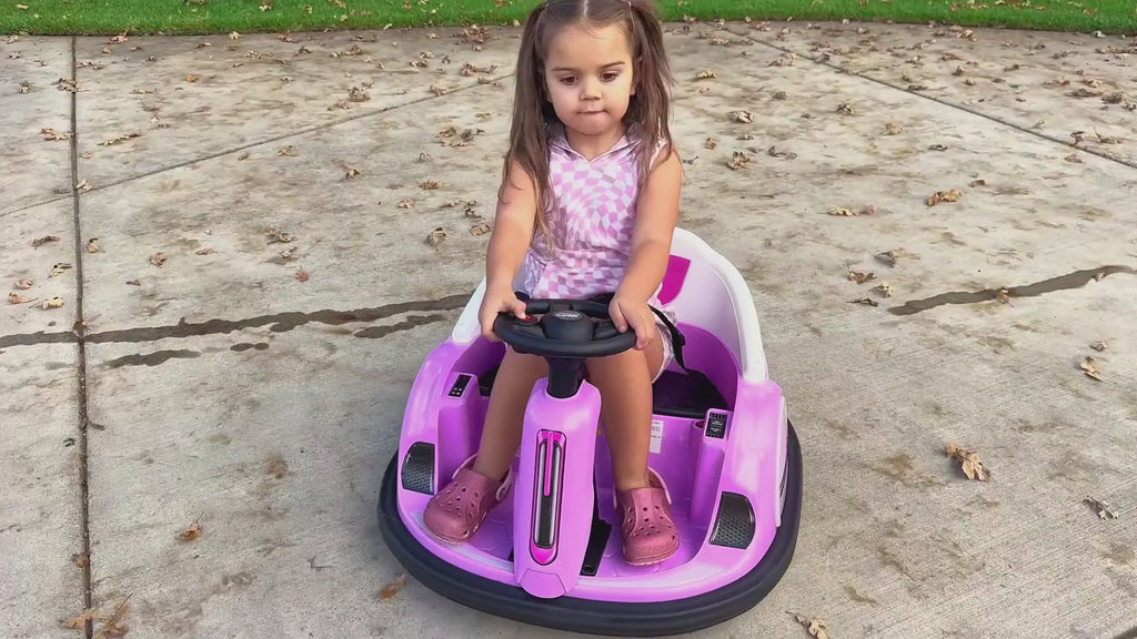 12V Ride On Bumper Car for Toddlers - kids driving and spinning outdoors