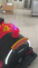 Kids Ride-On Train for Backyard Fun – Battery Powered W/Magic Cars® Remote Control, Real Steam Stack, MP3 & Working Caboose (Ages 1–10)