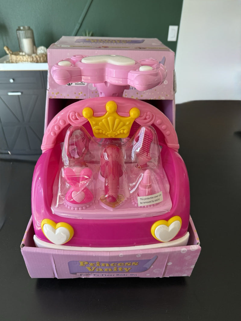 Princess Pink Toddler Foot-to-Floor Vanity Ride-On Toy Magic Cars 0