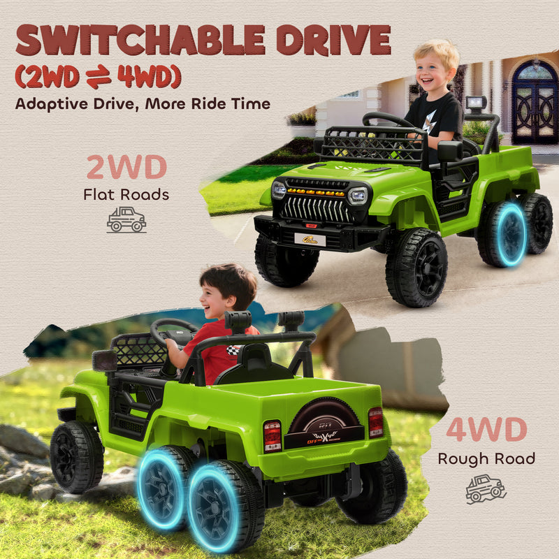 12V Kids Electric Car with Switchable 2WD/4WD and Remote Control Magic Cars 16