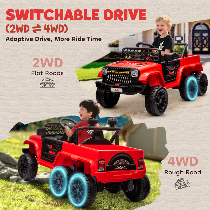 12V Kids Electric Car with Switchable 2WD/4WD and Remote Control Magic Cars 4