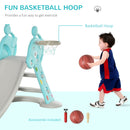 2-in-1 Foldable Kids Slide with Basketball Hoop Toddler Freestanding Playset Magic Cars 1