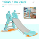 2-in-1 Foldable Kids Slide with Basketball Hoop Toddler Freestanding Playset Magic Cars 3