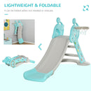 2-in-1 Foldable Kids Slide with Basketball Hoop Toddler Freestanding Playset Magic Cars 4