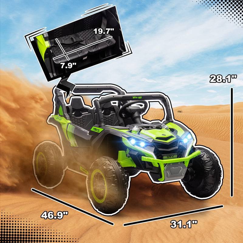 24V 7AH 2-Seater Electric Ride-On UTV Car with Music, Green, 4 MPH Magic Cars 2