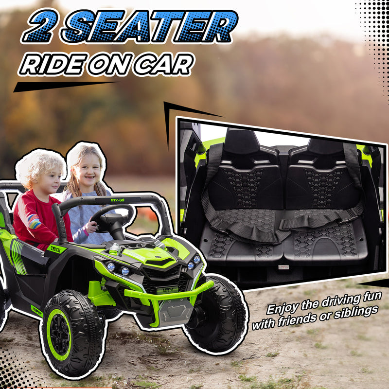 24V 7AH 2-Seater Electric Ride-On UTV Car with Music, Green, 4 MPH Magic Cars 4