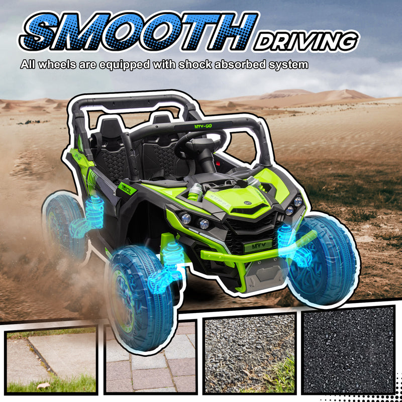 24V 7AH 2-Seater Electric Ride-On UTV Car with Music, Green, 4 MPH Magic Cars 5