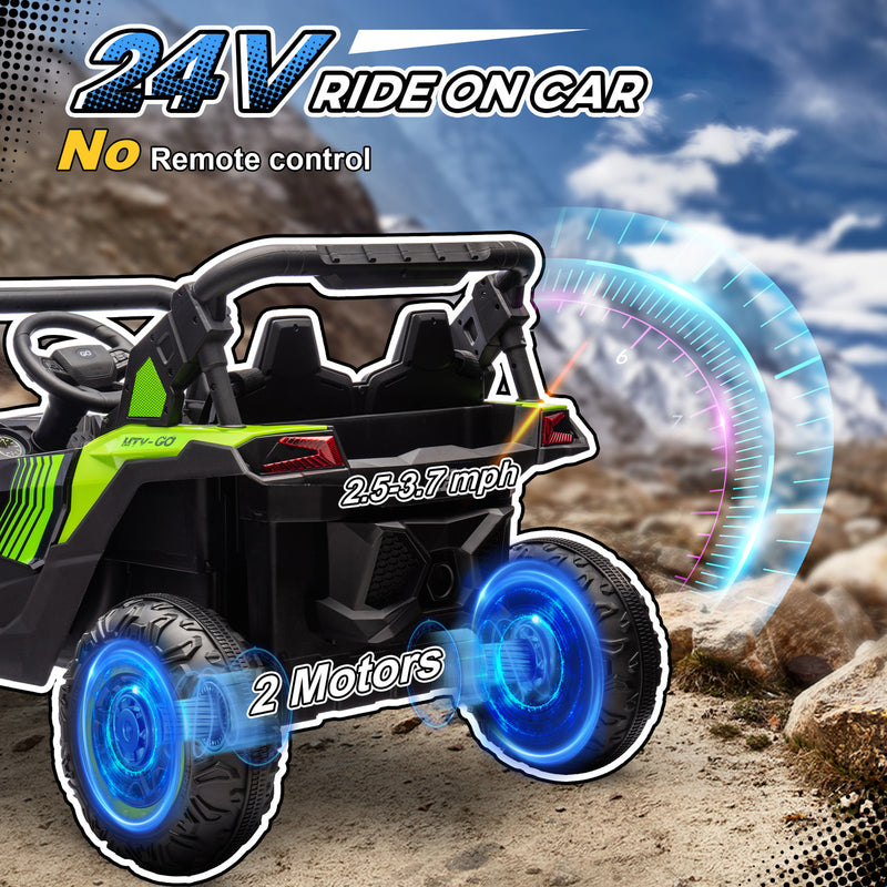 24V 7AH 2-Seater Electric Ride-On UTV Car with Music, Green, 4 MPH Magic Cars 6