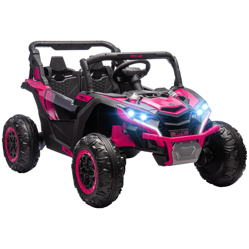 24V 7AH Pink 2-Seater Ride-On UTV Car with Music, 4 MPH Magic Cars 0