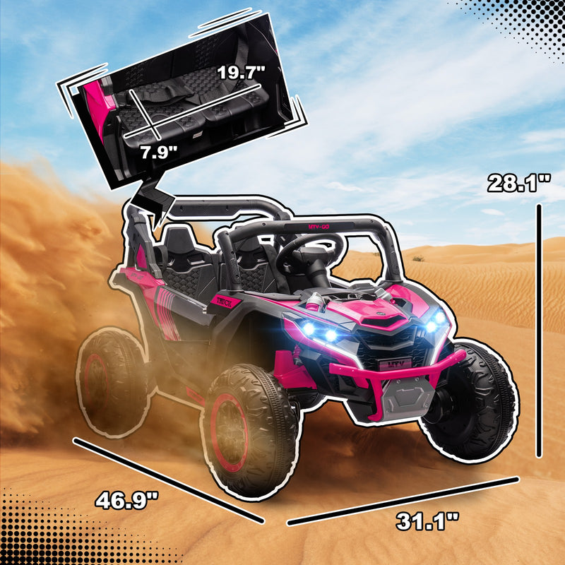 24V 7AH Pink 2-Seater Ride-On UTV Car with Music, 4 MPH Magic Cars 2