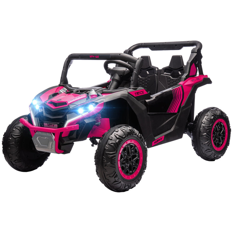 24V 7AH Pink 2-Seater Ride-On UTV Car with Music, 4 MPH Magic Cars 3