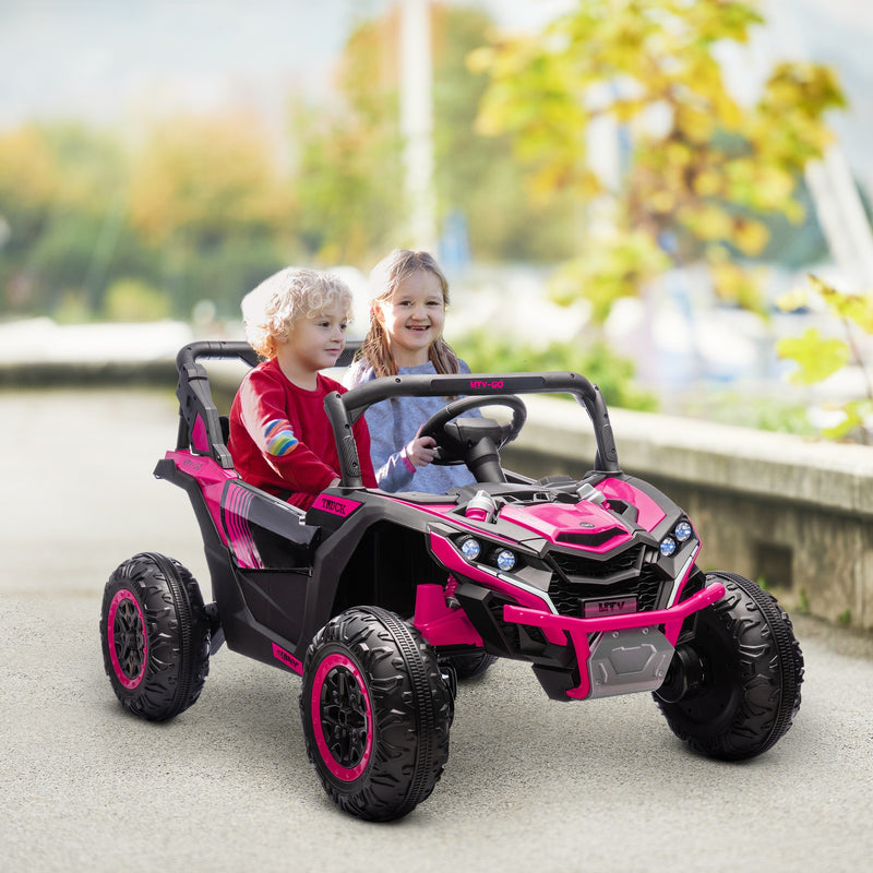 24V 7AH Pink 2-Seater Ride-On UTV Car with Music, 4 MPH Magic Cars 8