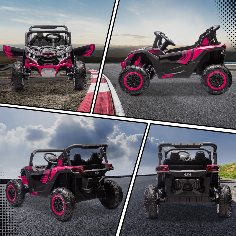 24V 7AH Pink 2-Seater Ride-On UTV Car with Music, 4 MPH Magic Cars 9