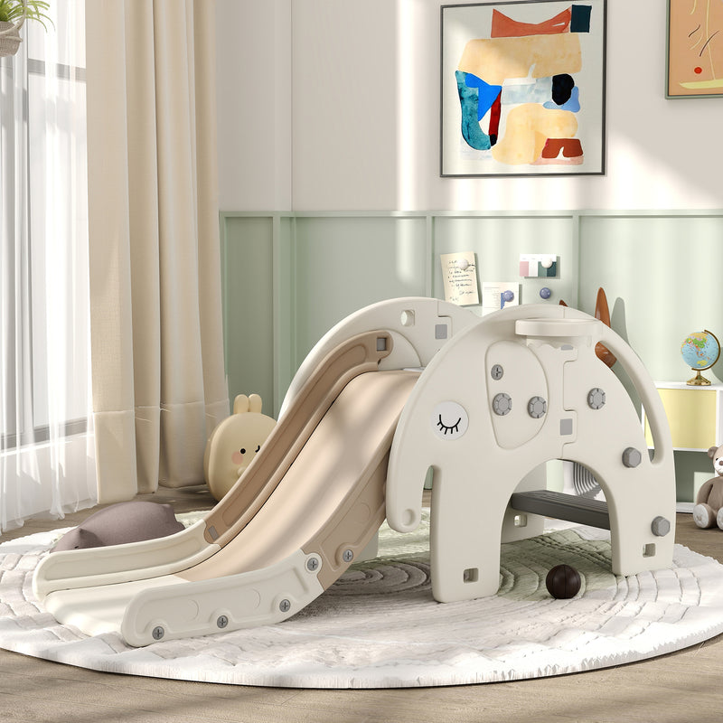 3-in-1 Toddler Slide with Climber and Basketball Hoop for Kids Ages 1-3 Magic Cars 6