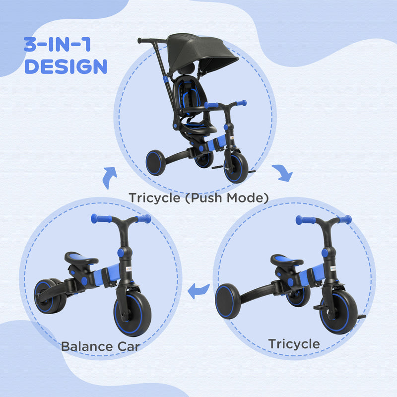 3-in-1 Toddler Trike Push Tricycle and Balance Bike with Adjustable Settings Magic Cars 5