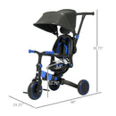 3-in-1 Toddler Trike Push Tricycle and Balance Bike with Adjustable Settings Magic Cars 6