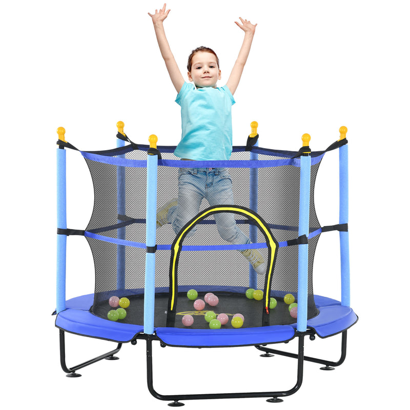4.6-Foot Kids Trampoline 55-Inch Toddler Trampoline with Safety Enclosure Magic Cars 0