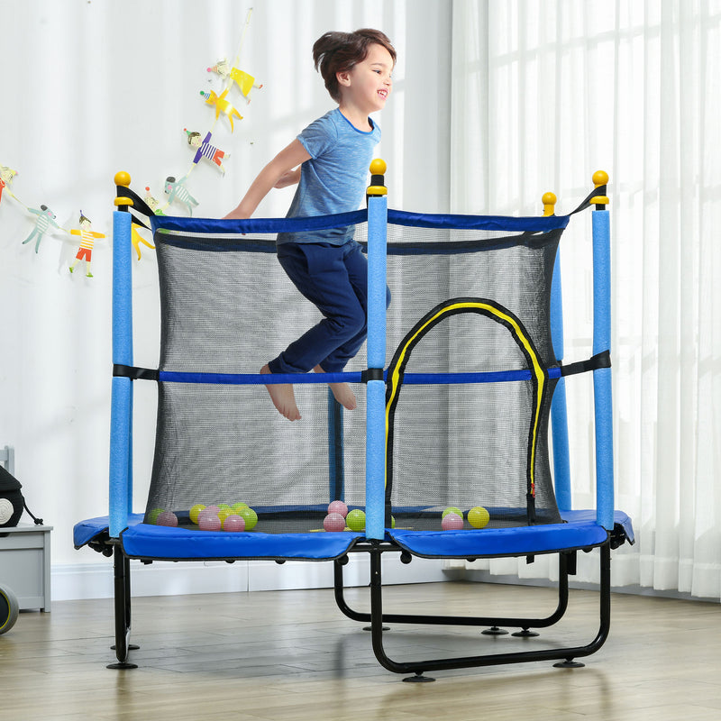 4.6-Foot Kids Trampoline 55-Inch Toddler Trampoline with Safety Enclosure Magic Cars 1