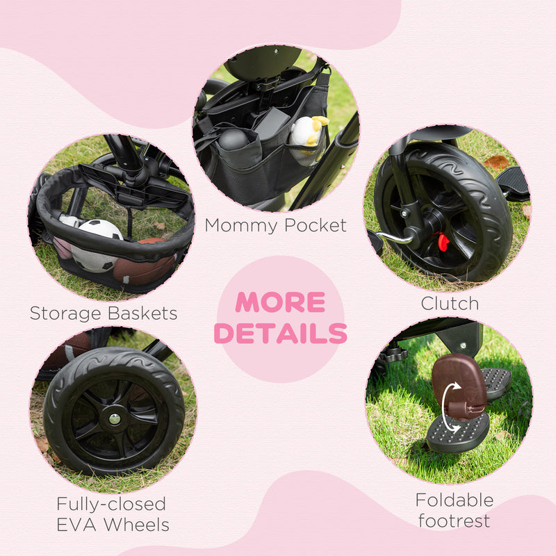 4-in-1 Baby Tricycle with Push Handle, Brake, Clutch, Footrest, Handrail, and Safety Belt Magic Cars 10