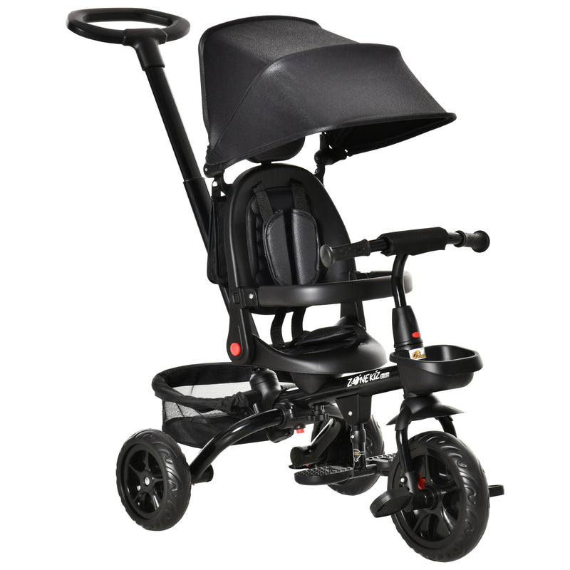 4-in-1 Baby Tricycle with Push Handle, Brake, Clutch, Footrest, Handrail, and Safety Belt Magic Cars 14