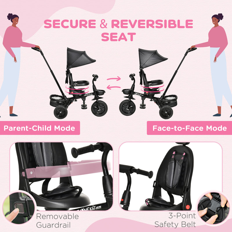 4-in-1 Baby Tricycle with Push Handle, Brake, Clutch, Footrest, Handrail, and Safety Belt Magic Cars 17