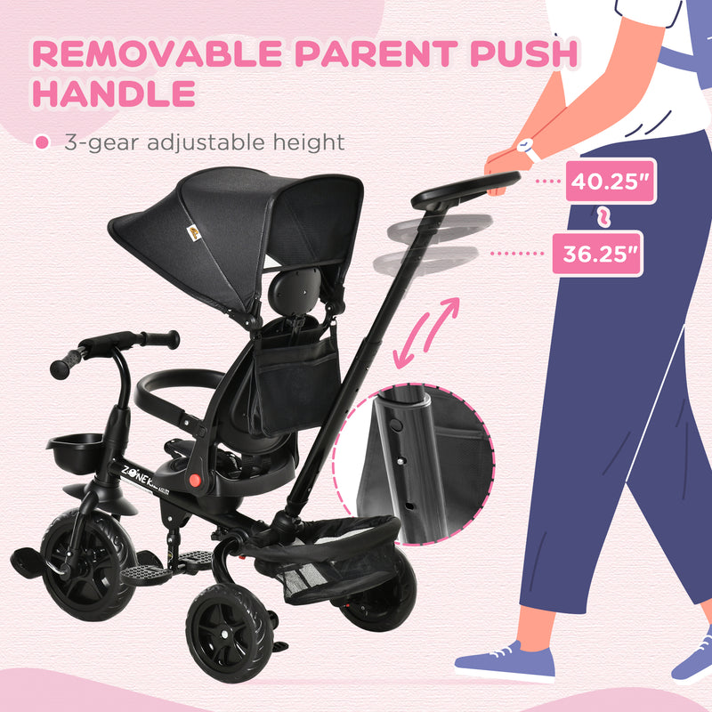 4-in-1 Baby Tricycle with Push Handle, Brake, Clutch, Footrest, Handrail, and Safety Belt Magic Cars 18